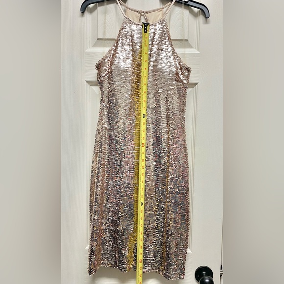 Sequin Hearts Halter Gold/Champagne Dress Size 5 - Picture 6 of 10